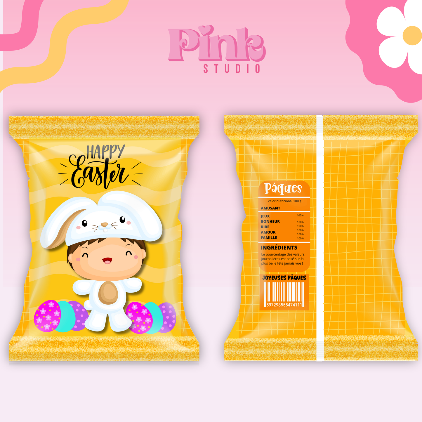 Chips bag - Garçon lapin (Français,Español et English)