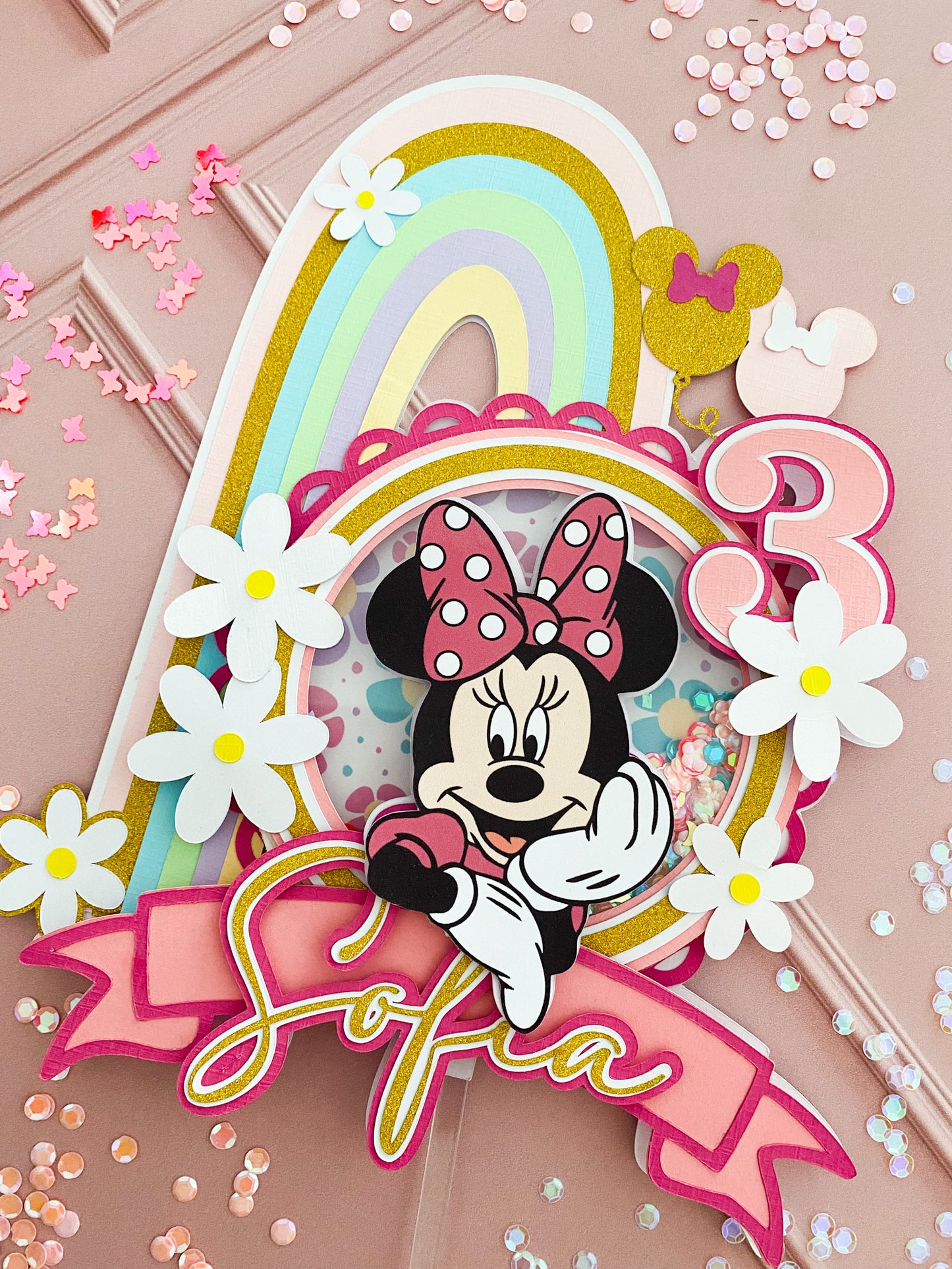 Topper Cake Minnie - fleurs